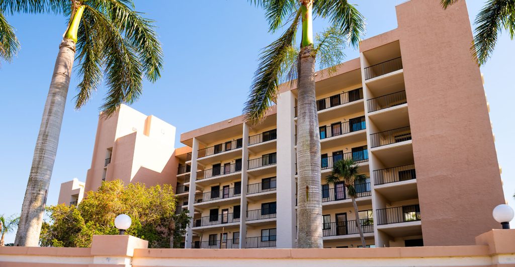 Florida gulf of mexico coast with apartment con